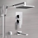 Remer TSR46 Tub and Shower Faucet Set with Handheld and Rain Shower Head